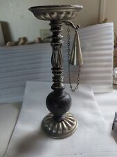 Vintage Dilly Black With Platinum Candle Holder & Cone Snuffer 11.25 Tall picture