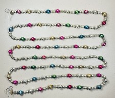 Vintage Mercury Glass Bead Christmas Garland Multicolor Variety Size Beads 8 ft. picture