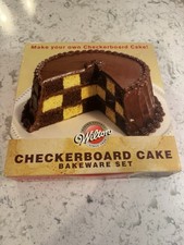 Wilton Checkerboard Cake Pan Set 2105-5714 Complete 3 Pans Divider Box picture