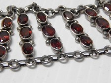 MUSEUM GRADE ANTIQUE VINTAGE MEXICAN STERLING SILVER GARNET PANEL/ LINK BRACELET picture