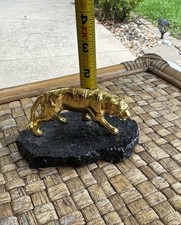 RARE Vintage Risis 24K Gold Plated Tiger Statue Figurine picture