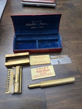 Vintage Valet Auto Strop Shaving Razor In METAL Case With Extra Blades picture