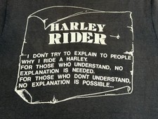 Vintage 80’s Harley Davidson Harley Rider Quote T-Shirt Black Hills Dealer Sz M picture