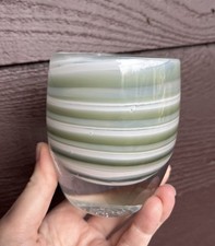One Of A Kindness OOAK Glassybaby - Sage Green Spiral - Bubbles And Higher Ice picture