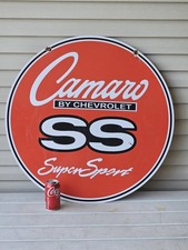  CHEVROLET CAMARO SS DOUBLE-SIDED PORCELAIN ENAMEL SIGN 30