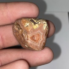 Stunning Peach Banded Fortification Agate Polished Stone picture