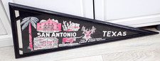 Vintage Felt Pennant San Antonio Texas Souvenir Framed Alamo Longhorn Buckhorn picture
