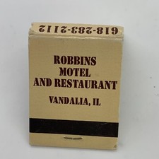 Vintage Robbins Motel And Restaurant Vandalia Illinois Matchbook Cover Unstruck picture