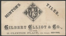 Mintons Tiles 1870s Gilbert Elliot New York British Ceramics Pottery Trade Card picture