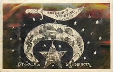1908 St. Paul Minnesota Shriner's Greeting RPPC Postcard Crescent Star Collage picture