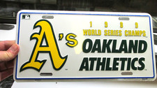 Vintage NOS  Oakland  A' S 1989 Champs  Metal License Plate Embossed  Sign picture