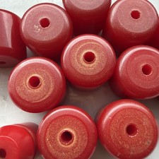 13 Antique Cherry Amber Bakelite / Faturan Style Barrel Beads 65g Lot picture
