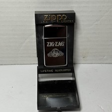 Vintage 1998 Zig-Zag Rolling Papers Zippo Lighter C XIV Silver Plastic Case picture