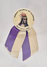 Great Council of Illinois pinback button with ribbon May 16-17, 1916 picture