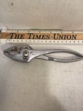 Vintage UTICA No. 8-6 Plated Slip-Joint Pliers w/Knurled Handles Made in USA picture