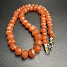 Vintage Himalayan Tibetan Carnelian Faceted Agate  Beads Necklace  picture