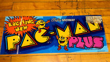 Pac-Man Plus video arcade game marquee, Midway 1982 Original Plexiglass Pacman picture