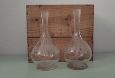 Antique English Crystal Glass Decanters Engraved with Wheat Vines picture