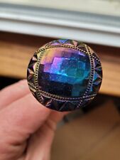 Flashy Black Amethyst Carnival Glass Boarder Plant Hatpin picture