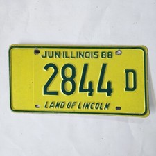 1988 Illinois License Plate 🔥 Original Vintage Yellow IL Tag 2844 D picture