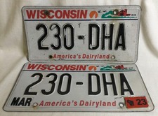 2023 Wisconsin License Plates (Pair) 230 - DHA .... Expired / Crafts / Collector picture
