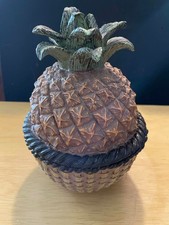 Pineapple Trinket Jar / Candy Dish Resin 7 Inch Vintage Decor picture
