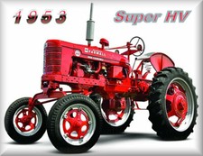 Vintage 1953 Farmall Super HV tractor, Toolbox - Refrigerator Magnet, 42 MIL picture