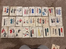 Lot 27 Vintage Vogue Sewing Patterns 1930s 1940s Dresses Blouses Pants Gloves picture