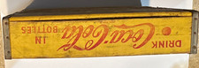 Coca-Cola Vintage Wooden Bottle Carrier Caddy Crate w/ Divider Yellow Red Brown picture