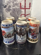 Budweiser Holiday Steins - 1989, 1999, 1993, 1995, 1997, 2000 picture