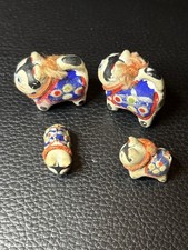 Vintage Japanese INU HARIKO Miniature Figurines ‘Lucky Dog’ Folk Art. X4 picture
