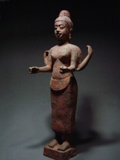 SOUTHEAST ASIA BRONZE FIGURE OF A MULTI-ARM FEMALE DEITY. KHMER STYLE 17/18th C. picture