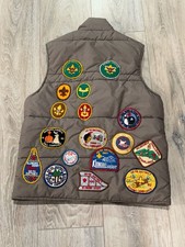 Vintage 80s Boy Scouts Patch Vest BSA New York Camporee Klondike Adult M picture