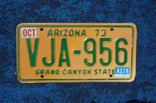 1973 1978 Arizona Yellow Vintage License Plate # VJA 956 Grand Canyon State picture