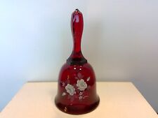 Fenton Ruby Red Glass Bell with Hand Painted Roses picture