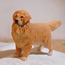 Golden Retriever Figurine Handmade Carved Wooden Dog Statue, Cute Golden Retr# picture