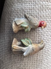 Vintage Japan Porcelain Bird Figurines Set of 2 – 3” Hand Painted Birds picture
