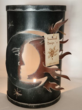 Vintage Metal Sun Moon Stars Brushed Metal Candle Holder Celestial, Altar Décor, picture