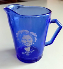 Vintage Shirley Temple Cobalt Blue Glass Cream Pitcher Collectable Honeycomb picture
