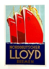 Norddeutscher LLoyd S.S. Bremen Baggage / Luggage Label - Art Deco - 1930's picture