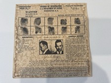1934 DOJ Division of Investigation John Dillinger Wanted Fingerprint, Signed picture