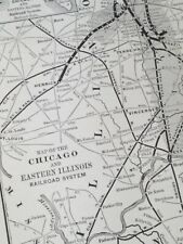 Original 1896 map CHICAGO & EASTERN ILLINOIS RAILROAD Dolton Brazil IN all route picture