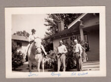 Vintage Photo Boy White Horse House  -8203 picture