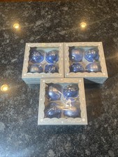 Kurt Adler Blue Glass Traditional Ornaments 3 Packages 13 Ornaments Vtg Xmas picture