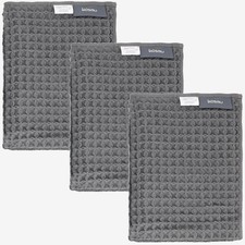 KOSMU Luxury Japanese Cotton Silk Waffle Hand Towels – Smoke Grey, 3 Pack picture