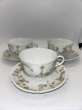 RARE 3 Vintage M.C. Royal Saxony China Tea Cups w/ Floral Decor One Shows Wear picture