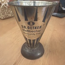 Vintage Dr. Oetker Metal Measuring Cup #825 West Germany Blue Silver picture