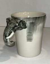 Vintage Hand-painted Stoneware Pier One Elephant Mug Trunk Handle picture