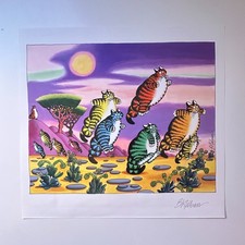 Helium Cats or Pogo Cats Classic Cartoon Kliban Cat Art Print 5V44-2 picture