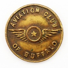 Rare 1910s-30s Aviation Club of Buffalo Screwback Badge Pin Early Pilot Badge picture